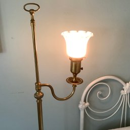 Antique Brass Floor Lamp With Tulip Shade