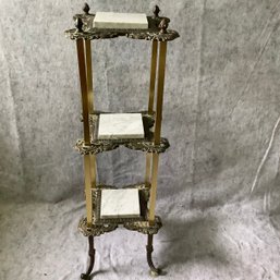 Antique Marble And Brass Plant Stand