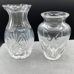 2 Crystal Vases, One Waterford Crystal Made In Ireland With Label Attached