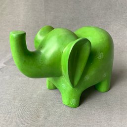 Green Abstract MCM Elephant With Abstract Swirl Design, Super Heavy Stone