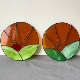 2 Round Stained Glass Sun Catchers