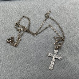 Necklace With Crucifix Signed Roma  On Back