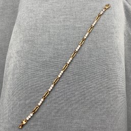 Costume Tennis Bracelet, Gold Vermeil Over Silver