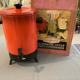 Vintage 1970s Retro Empire Automatic 32 Cup Party Coffee Maker With Original Box - Orange/red Color