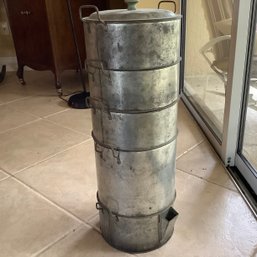 Antique 5 Tier Steam Food Cooker, Tin Construction. 24 Inches High X 10 Inch Diameter