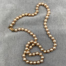22 Inch Faux Pearl Bead Necklace, G Silver Clasp