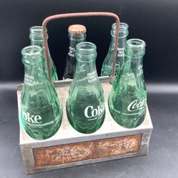 Vintage 6 Pack Small Coca- Cola Bottling Co Carry Case And 6 Bottles