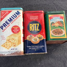 Premium Saltine Crackers, Ritz Cracker And Nestle Toll House Party Mix Tins