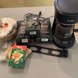 Mr Coffee Maker With 2 Carafes, One Extra Carafe That Is Larger Size, 2 Unopened Peets Coffee Beans