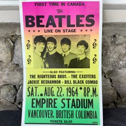 Bright Colored Beatles Poster Featuring First Time In Canada, August 22, 1964 Show Performance