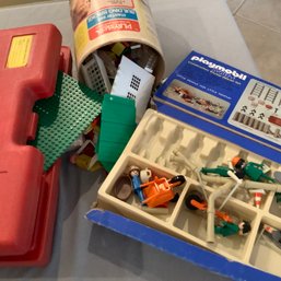 Playmobil Construction Worker Set, Lego Case With Legos,  Playskool Master Building Bricks Set