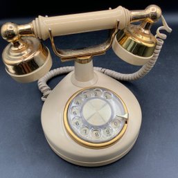 Vintage Western Electric Rotary Dial Telephone, Cream And Gold Phone From The 1920s-1930s