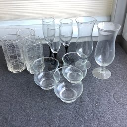 Mixed Glass Lot, Daiquiri, Wine Glasses And Water Glasses
