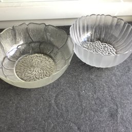 Pair Of Large Serving Bowls, Frosted Flower Design- Excellent Condition