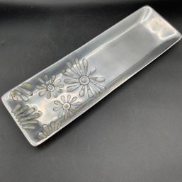 Long Chrome And Mother Of Pearl Inlay Flowers Tray