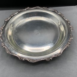 Silver Plate American Rose Pattern Pie Tray And Pyrex Glass Insert