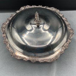 Silver Plate American Rose Pattern, Covered Dish With Pyrex Insert