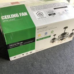 Small Ceiling Fan With Iron Cage Light Kit, New In Box