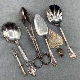 6 Mixed Silver Plated Serving Utensils