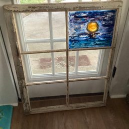 Antique Window With One Pane Painted, 34 X 27