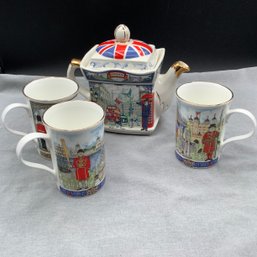 Sadler Made In England Teapot 'london Heritage' With 3 Teacups