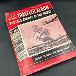 Vintage Traveler Stamp Album With Stamps Collected 80 Years Ago