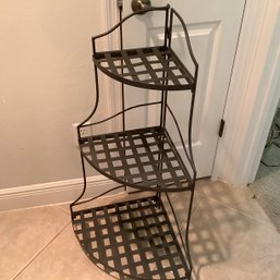 One Of 2 Matching Metal Corner Shelves, Can Fold Up