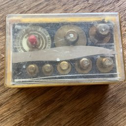 Vintage Tiny Ohaus Scale Calibration Weights In Small Case With Tweezers