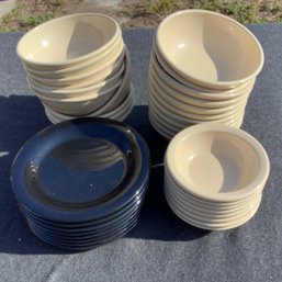 Melamine Bowls Two Sizes And Dessert Plates, G.E.T And Carlisle Kingline 4-3/4 Oz Bowls & Envoy 14 Oz Bowls