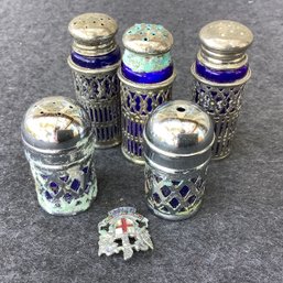 Cobalt And Silver Plated Salt Shakers