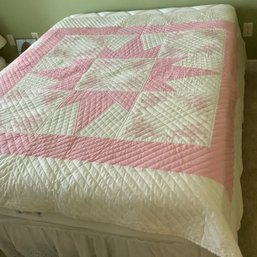 Queen Sized Machine Made Pretty In Pink Quilt