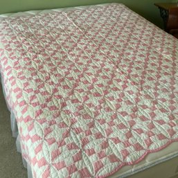 Handmade Queen Sized Quilt Pink Diamond Pattern