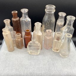 Massive Lot Of Miniature Antique & Vtg Glass Bottles, Medicines, Amber, Manganese, Edison Battery Oil