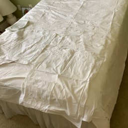 Queen Size White Duvet Cover With Embroidery Embellishments And A Few Pillow Shams.