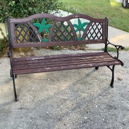 Porch Bench With Palm Tree Decor