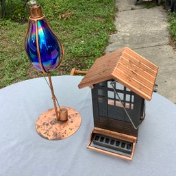Great Copper Lot: Bird Feeder And Table Top Torch