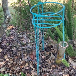 Turquoise Color Plant Stand, Water Gauge , Mini Trellis, And Hanging Planter On Short Shephard Hook