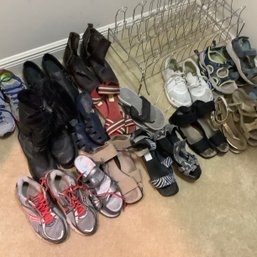 Women's Shoes And 3 Shoe Racks-most Size 10 Or 11