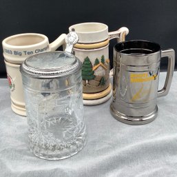 Beer Steins, Boots Randolph's, 1984 Championship Rose Bowl, Glass With Woodland Scene