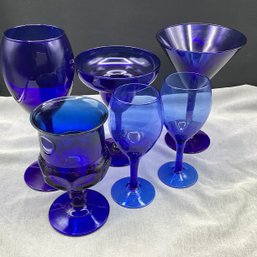 Mixed Lot Of 6 Blue Glasses