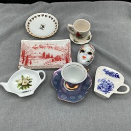 Tea & Biscuit Set, Spode Tea Bag Holder, Mask Trinket Dish, Michel Design Works Glass Tray, Natchez Tea