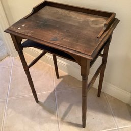 Antique Wood Desk With Lower Storage Shelf