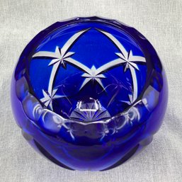 Cobalt Cut To Clear Crystal Bowl