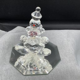 Gina Truex Limited Edition 63/5000, Signed Crystal Clown Sitting Holding Flower Bouquet