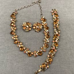 Signed ART Jewelry Set In Tones Of Amber And Gold, Founded In NYC By Athur Pepper