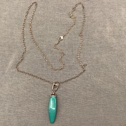 Signed LC 36 Inch Necklace With Turquoise Colored Pendant