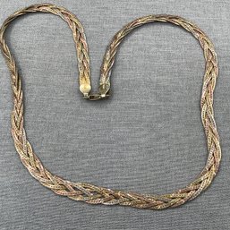 925 Sterling Tri-color Braid Necklace