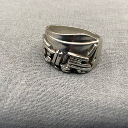 Asymetrical Sterling Silver Ring, 10.7 Grams