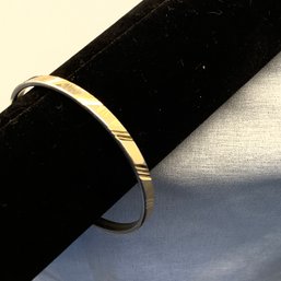 Monet Signed Etched Bangle Bracelet