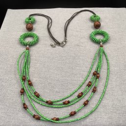 Green And Brown Beaded Necklace